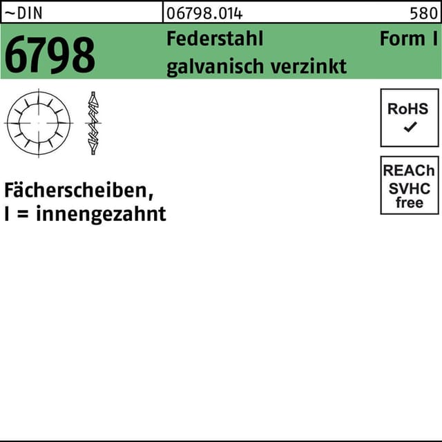 Fächerscheibe Din 6798 Form I Innengezahnt I 5,3 Federstahl Galvanisch Verzinkt