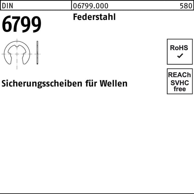 Sicherungsscheibe Din 6799 F.wellen 0,8 Federstahl
