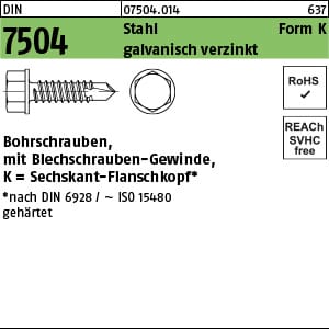 Bohrschraube Din 7504 M.6-kant-flanschkopf K 6,3 X 90 Stahl Galvanisch Verzinkt Galvanisch Verzinkt / Stahl