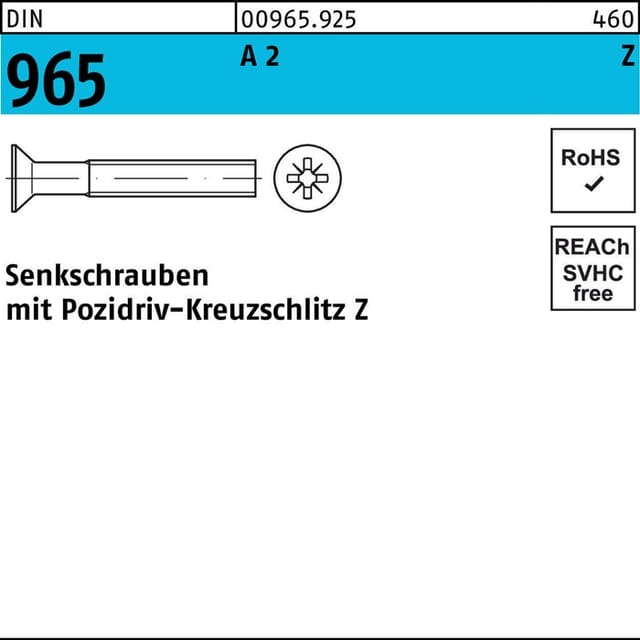 No Brand - Din 965 Form Cz Senkkopfschraube M1,6x8 Edelstahl A2 Blank Pz 2000 Stk