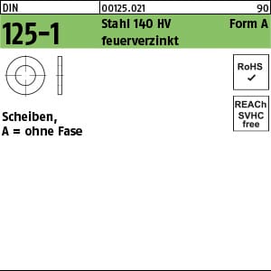 Din 125 Stahl 140 Hv A 10,5 Feuerverzinkt Tzn K 1000 Stk