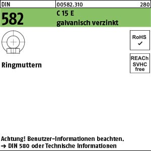 Din 582 C Ringmuttern C15e M 10 Galvanisch Verzinkt Gal Zn S 25 Stk