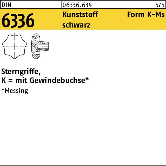 Din 6336 Kunststoff Schwarz K 63 M 12 Gewindebuchse Messing Ku-ms S 10 Stk