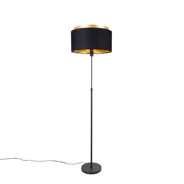 Moderne Stehlampe Schwarz Mit Goldenem Duo-schirm - Parte