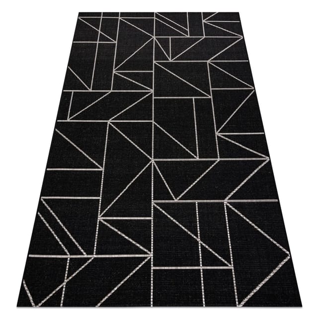 Rugsx - Teppich Sizal Floorlux 20605 Schwarz / Silber Dreiecke, Geometrisch Black 120x170 Cm