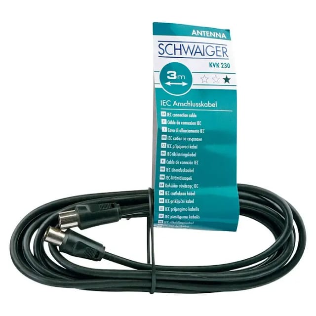 Schwaiger Gmbh - Schwaiger Antennen Anschlusskabel Kvk230 053 (75db) Schwarz, 3,0m, 1x Iec Stecker / 1x Iec Buchse Antennen & Koaxkabel
