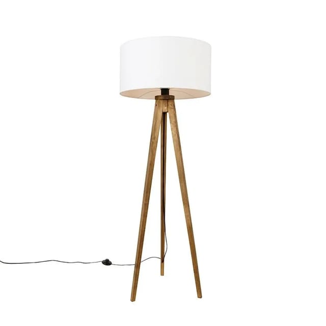 Ländliches Stativ Vintage Holz Mit Weißem Schirm 50 Cm - Tripod Classic