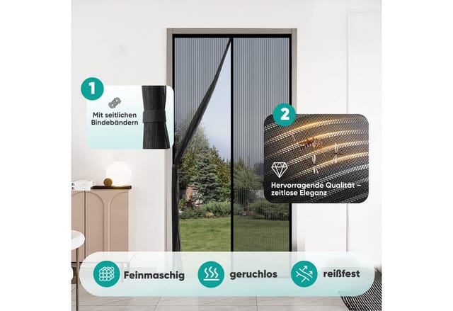 Magnet Fliegengitter Tür Ohne Bohren Katzensicher Fliegenvorhang Aus Angelschnur Gewebe, 220 X 100 Cm - Sekey