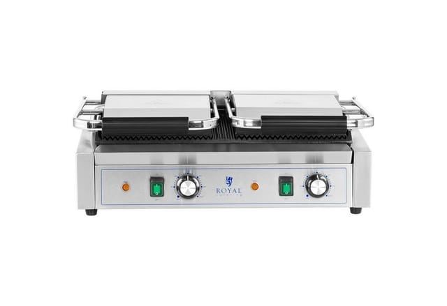 Royal Catering - Doppel Kontaktgrill Geriffelt Gastro 3600 W 50 - 300 °c Profi Elektro Grill