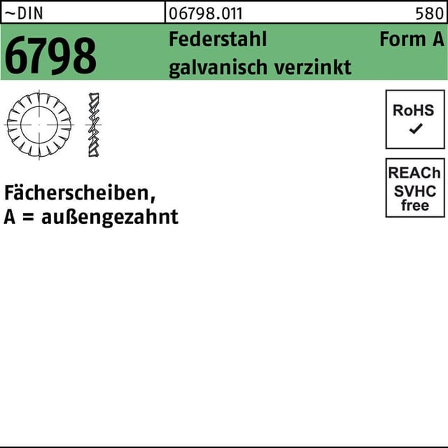 Din 6798 Fächerscheiben Federstahl A 17 Galvanisch Verzinkt Gal Zn S 500 Stk