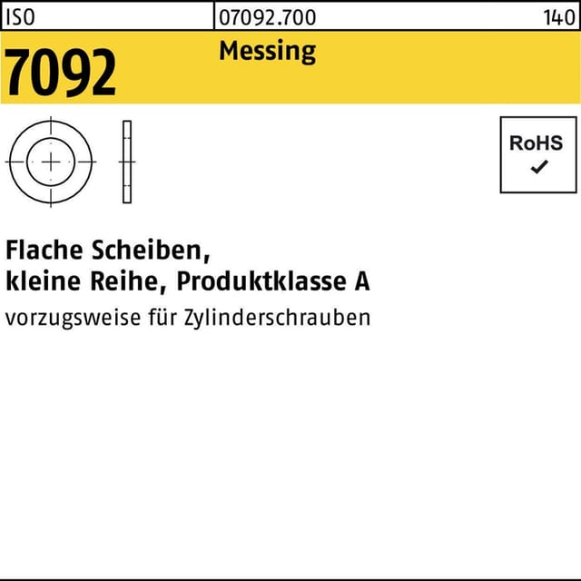 Unterlegscheibe Iso 7092 5 Messing
