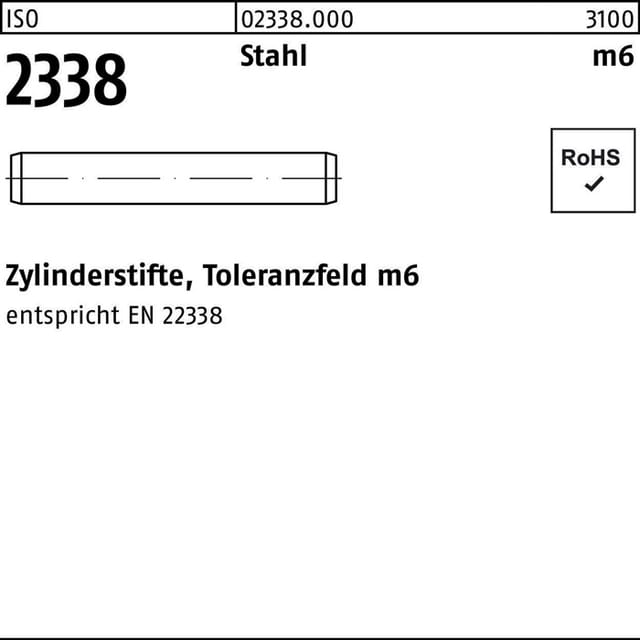 Iso 2338 Zylinderstifte 9s20k 10 M6 X 28 S 200 Stk