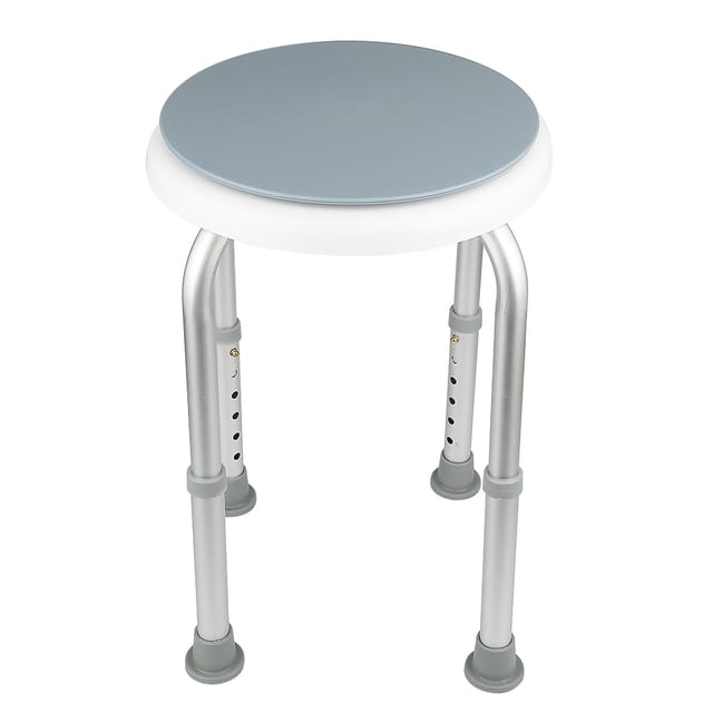 Duschstuhl Badestuhl Duschhocker Duschsitz Höhenverstellbar -runde Form 360-grad-drehung[blau Und Weiß]
