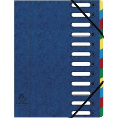 Ordnungsmappe Harmonika® Din A4 225g/m² Colorspankarton Farbe: Blau Farbe Des Fächerblocks: Mehrfarbig 12 Fächer