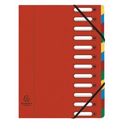 Ordnungsmappe Harmonika® Din A4 225g/m² Colorspankarton Farbe: Rot Farbe Des Fächerblocks: Mehrfarbig 12 Fächer
