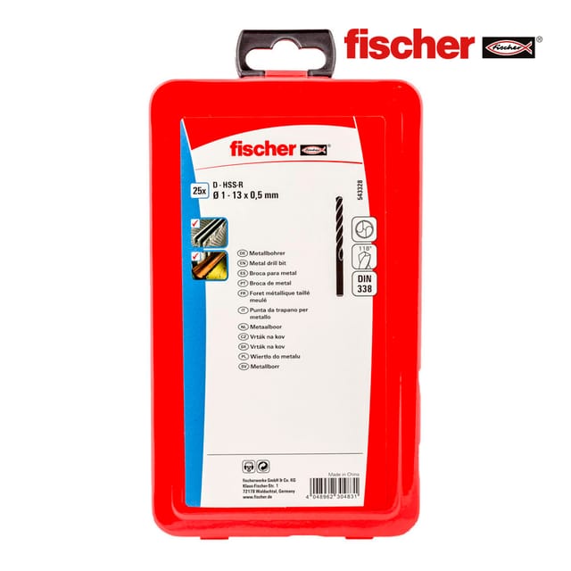 Pack 25 Metallbohrer Hss-r Din338 Ø1-13x0,5mm 543328 Fischer