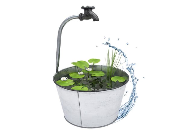 Metall Zinkeimer Mit Deko Wasserhahn - 48 X 29 Cm - Metalleimer Zum Beflanzen - Deko Blumentopf Pflanzeimer