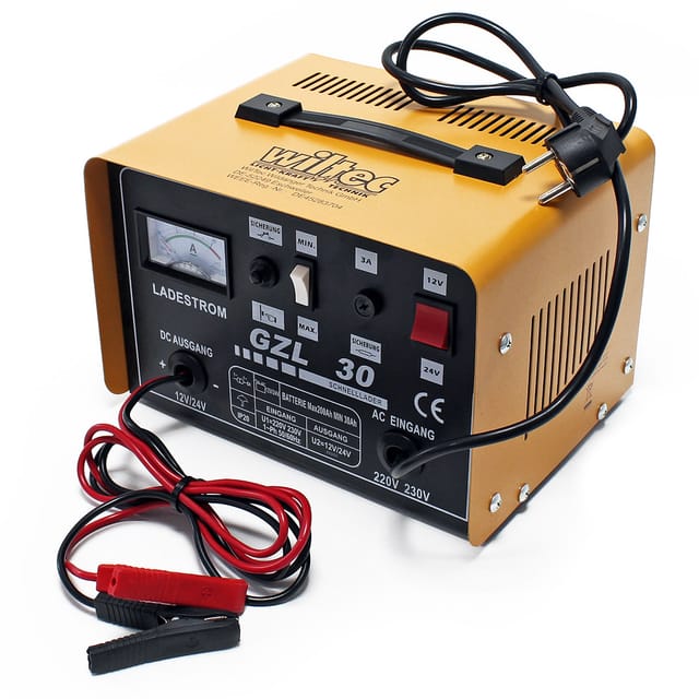 Wiltec - Batterieladegerät 12v 24v 16a Batterie, Ladegerät Für Motorräder, Kfz, Lkw, Akkuladegerät Wbl-gzl30 Mit Schnellladung