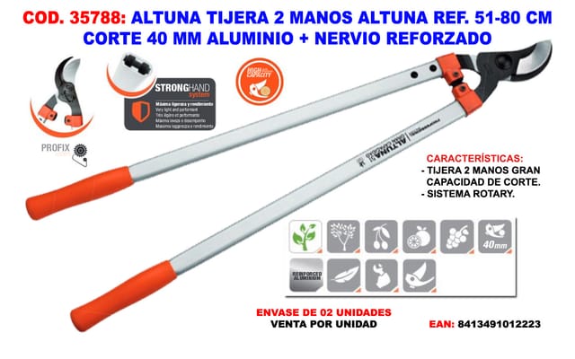 Altuna Zweihandschere 51 80 Cm Schneiden 40 Mm Aluminium Mit Verstärkter Rippe