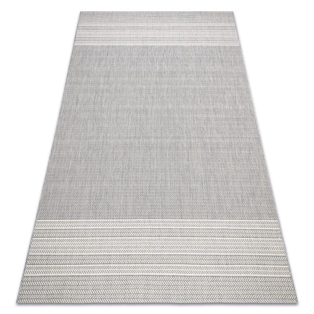 Rugsx - Teppich Flat Sisal 48829637 Fischgrätenmuster Grau Grey 140x200 Cm