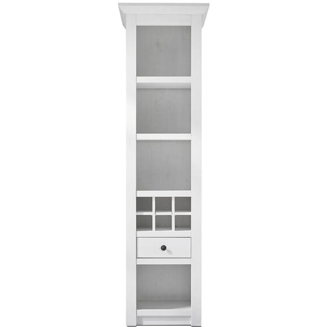 Standregal Wingst-61 Im Landhaus Stil Dekor Pinie Weiß Nb. Inkl. Beleuchtung B/h/t Ca. 58x207x45cm