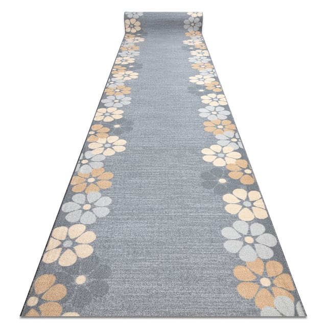 Läufer Antirutsch Margaretka Blumen, Gummi Grau 110 Cm Grey 110x140 Cm
