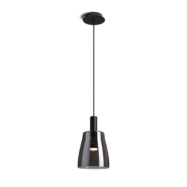 Lampadario Bellini M Led A Sospensione Nero Vetro Fumè 230v Led 5w 30° 3000k