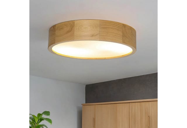 Deckenlampe In Eiche Rund Wohnzimmer Holz Lampe