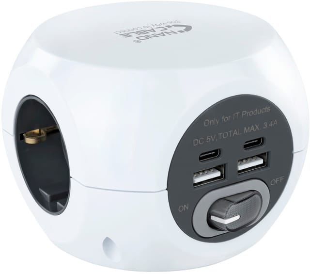 Nanokabel-buchse Mit 4 Usb-anschlüssen Weiß
