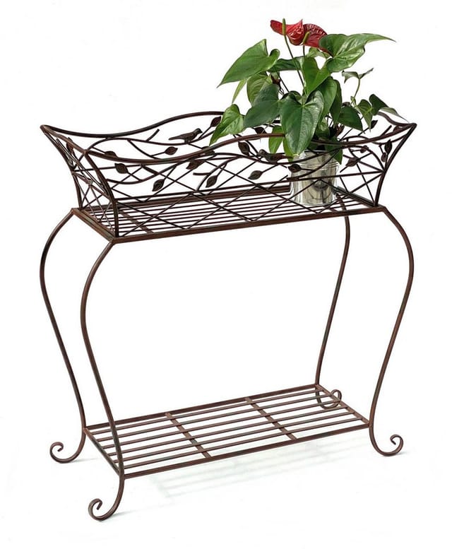 Dandibo - Blumenständer Mit Korb Blumenkasten Braun 75 Cm 93980 L Pflanzenkasten Modern Pflanzenständer Pflanzenregal