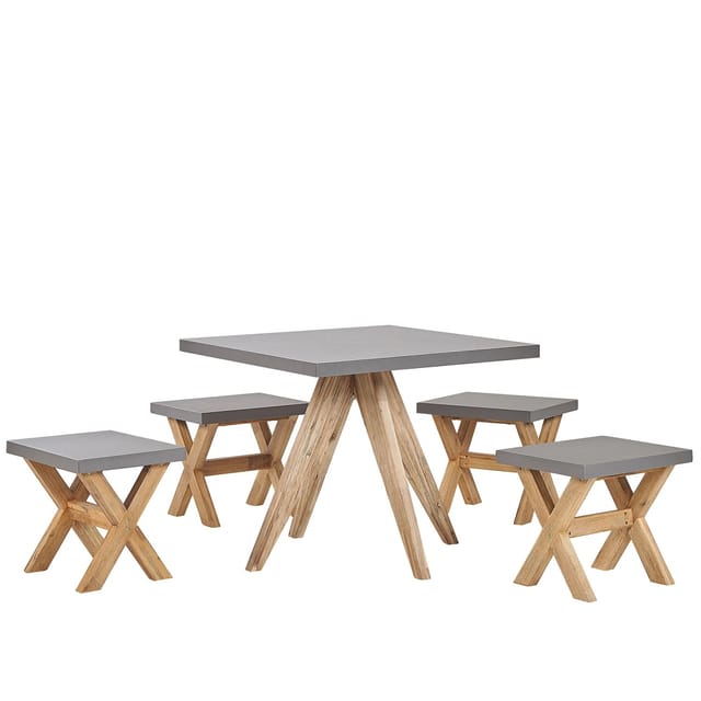 Gartenmöbel Set Mit Hockern 4-sitzer Olbia Beton Grau