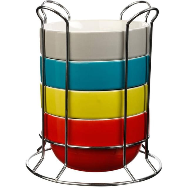 Five Simply Smart - Keramikschalen, Schüsseln Auf Metallständer, 500 Ml, 4er Set - Secret De Gourmet