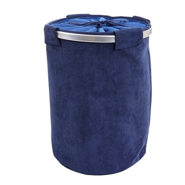 Hhg - Wäschesammler 240, Laundry Wäschekorb Wäschebox Wäschesack Wäschebehälter Mit Netz, 55x39cm 65l Cord Blau