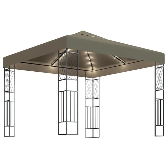 Pavillon Mit Led-lichterkette 3x3 M Taupe Stoff Vidaxl