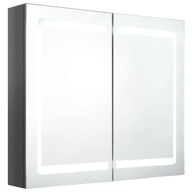 Vidaxl Led-spiegelschrank Fürs Bad Glänzend Grau 80x12x68 Cm