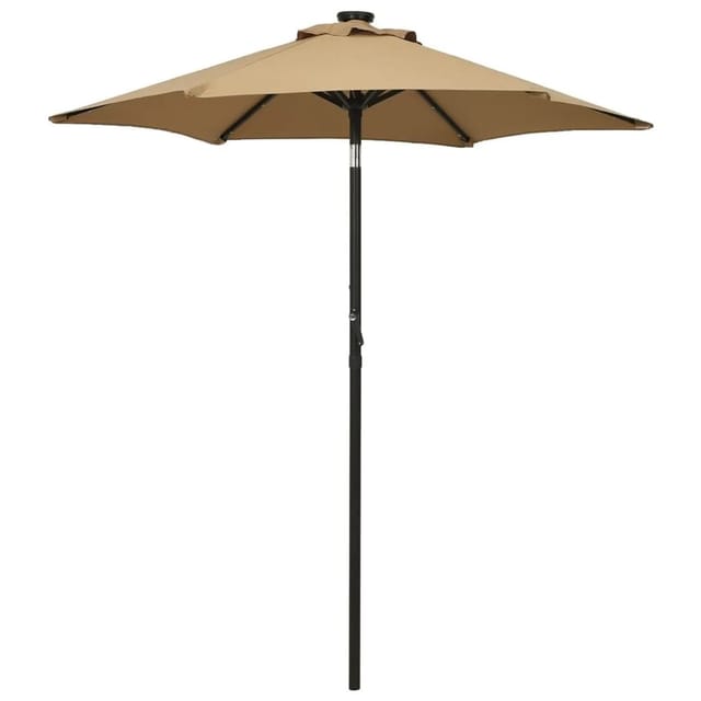 Sonnenschirm Mit Led-beleuchtung Taupe 200x211 Cm Alu Vidaxl