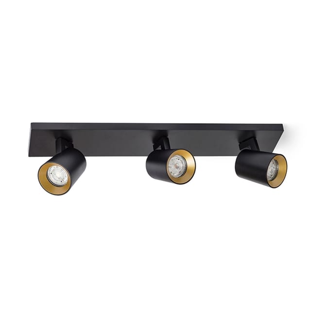 Rendl Light - Strahler Kenny Iii Deckenleuchte/wandleuchte Schwarz/gold 230v Gu10 3x35w