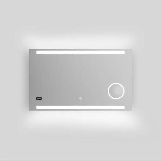 King Badspiegel Mit Beleuchtung – Led Badezimmerspiegel 100x60 Cm – Wandspiegel Mit Beleuchteten Kosmetikspiegel – Spiegel Mit Lichtfarbe Neutralweiß – Lichtspiegel Mit Digitaluhr - Talos