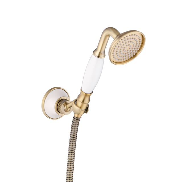 Paulgurkes - Brausegarnitur Handbrause Messing Bronze Retro Nostalgie Keramik