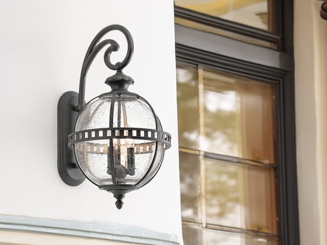 Elstead - Große Außenwandleuchte Halleron Im Jugendstil, Anthrazit Höhe 49cm