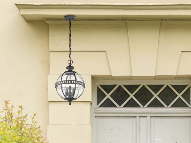 Jugendstil Pendelleuchte Halleron Für Innen & Außen, Anthrazit Ø30,5cm