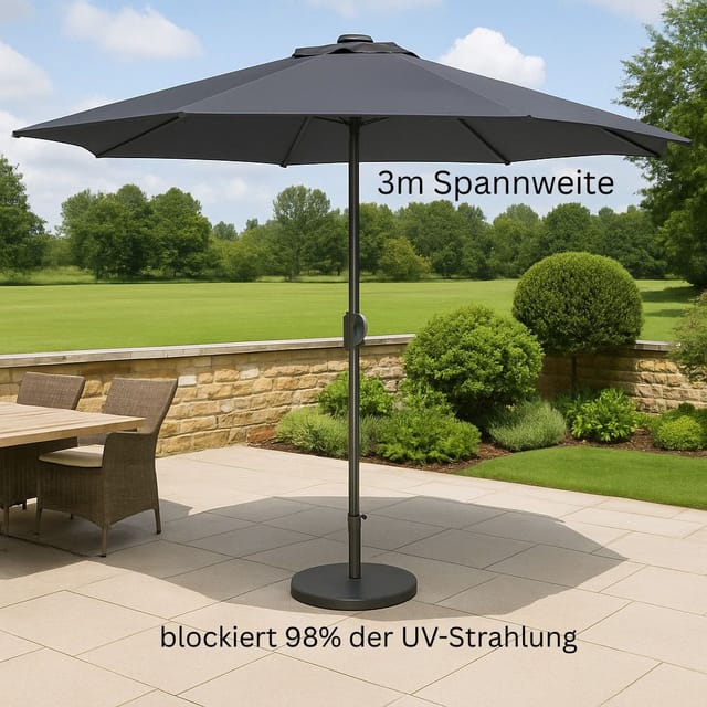 Trendline - Alu Sonnenschirm Sofia Anthrazit Ø 300 Cm Gartenschirm Schirm