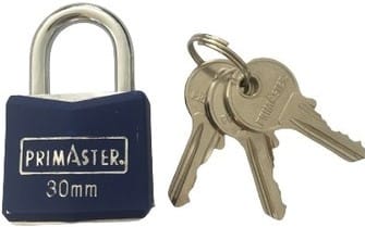 Vorhängeschloss Messing Blau 55 Mm Inkl. 3 Schlüssel Vorhängeschlösser - Primaster
