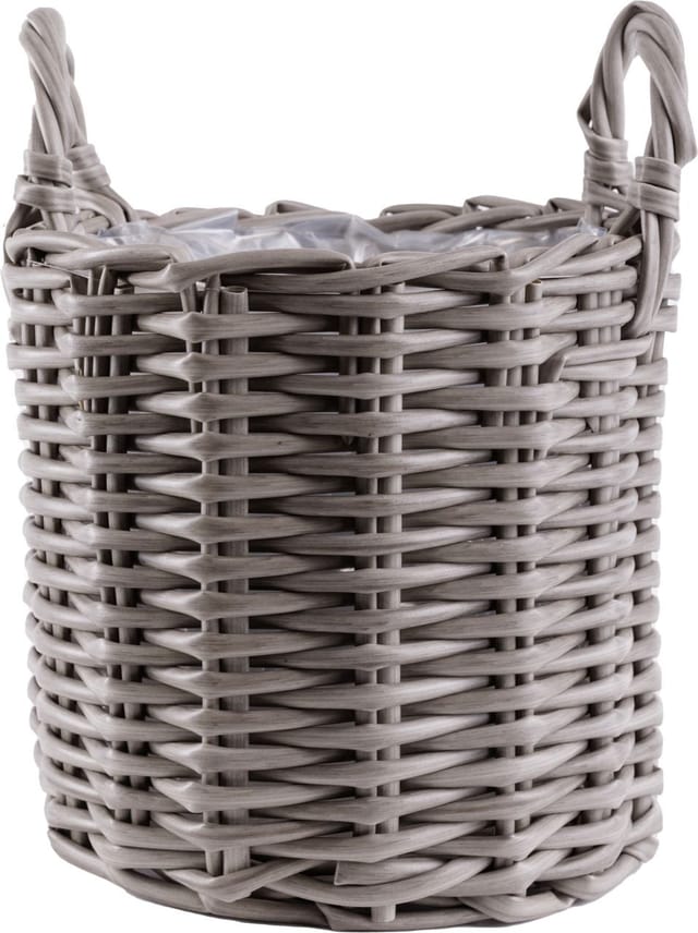 Trendline - Pflanzkorb Blumenkasten Blumentopf Ø 46 X 34 Cm Geflochten Grau