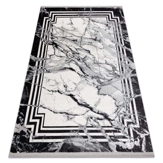Modern Teppich Tuls Strukturell, Franse 51210 Marmor Anthrazit Grey 280x370 Cm