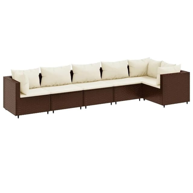6-tlg. Garten-lounge-set Mit Kissen Braun Poly Rattan Vidaxl