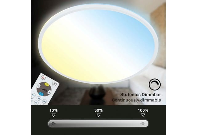 Led Panel Dimmbar Backlight Fernbedienung 22w Weiß Ø42cm Briloner Leuchten