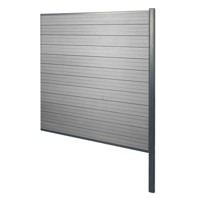 Hhg - Wpc-sichtschutz Savoie, Windschutz Zaun, Alu-pfosten Zum Einbetonieren Erweiterungselement, 185cm Grau
