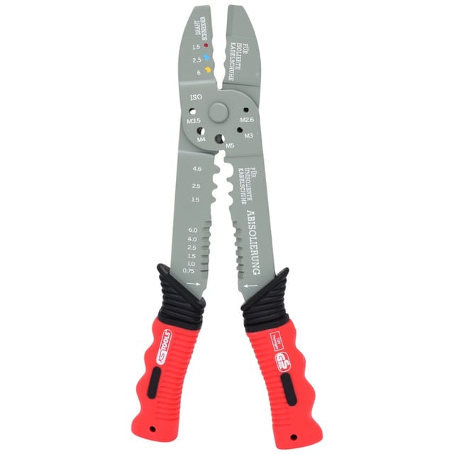 Kstools - Ks Tools Multifunktions-crimpzange Für Isolierte Und Unisolierte Kabelschuhe, 220 Mm, Auf Hänger
