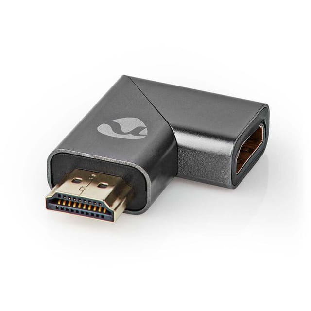 Nedis - Hdmi Adapter Hdmi Stecker Hdmi Buchse Hdmi Ausgang Vergoldet Abgewinkelt Rechts Aluminium Grau Mit Metall 1 Stk Karton Mit Abgedecktem Fenster